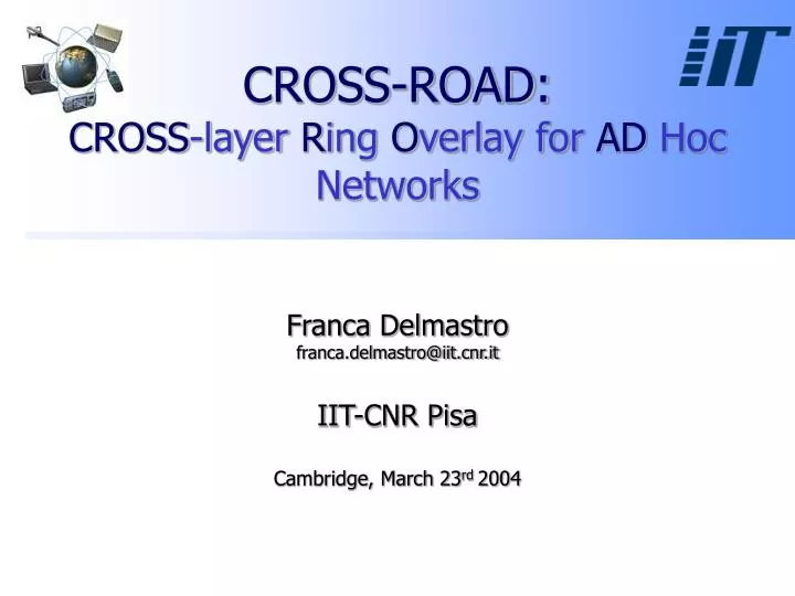 cross road cross layer r ing o verlay for ad hoc networks