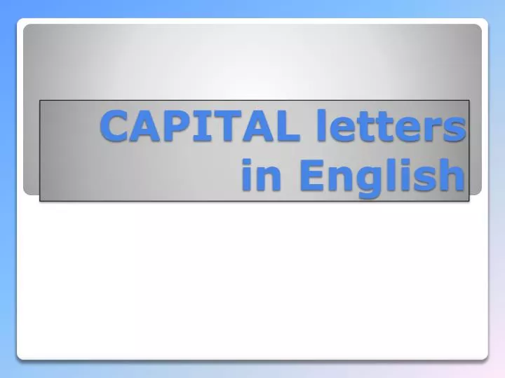 capital letters in english