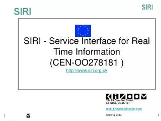 SIRI - Service Interface for Real Time Information (CEN-OO278181 ) siri.uk