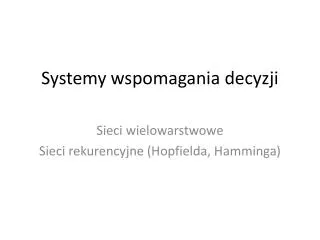 systemy wspomagania decyzji