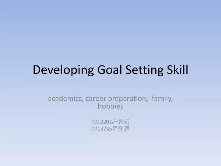 developing goal setting skill