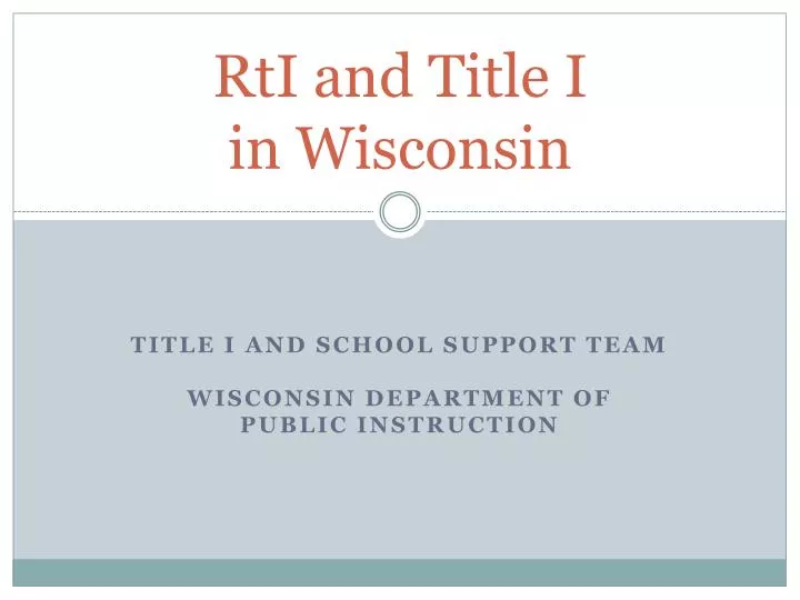 rti and title i in wisconsin