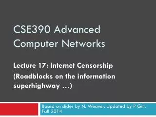 CSE390 Advanced Computer Networks