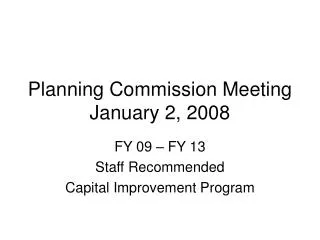 Planning Commission Meeting January 2, 2008