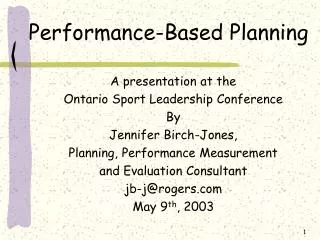 Performance-Based Planning