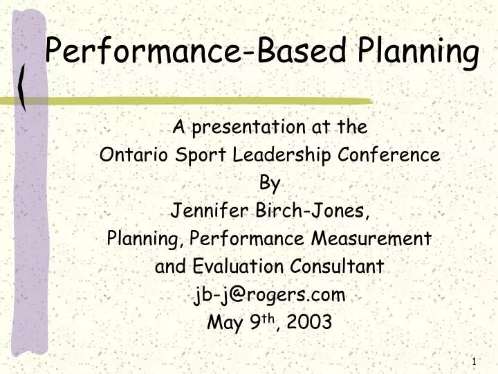 performance based planning