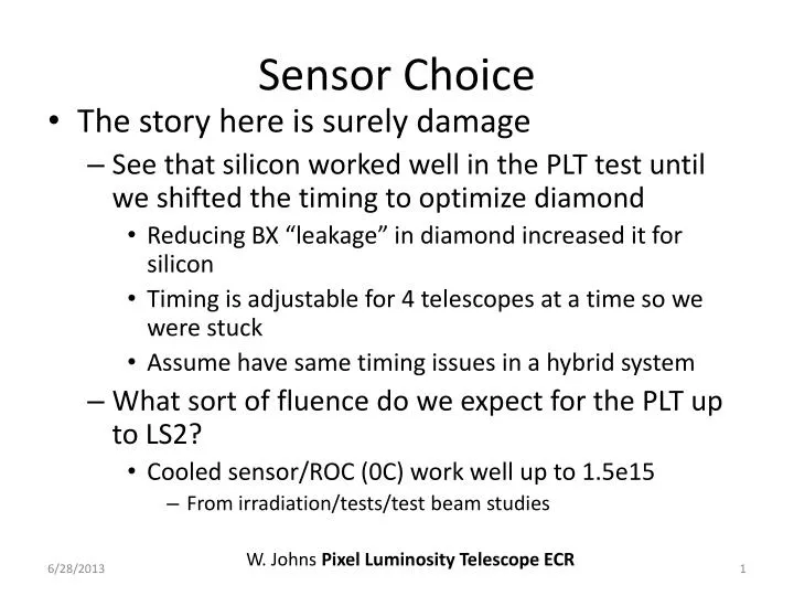 sensor choice