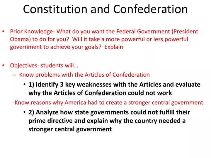 constitution and confederation