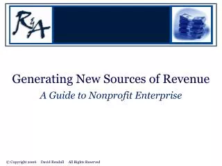 Generating New Sources of Revenue A Guide to Nonprofit Enterprise