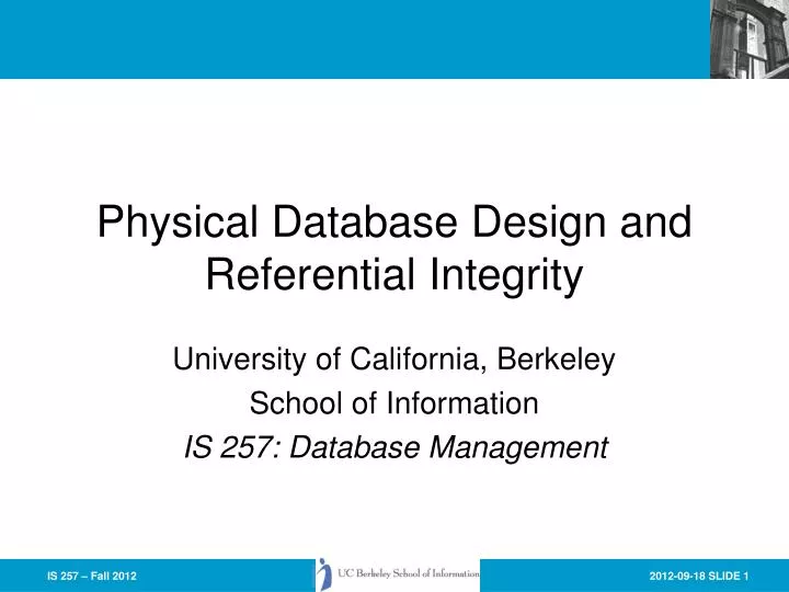 physical database design and referential integrity