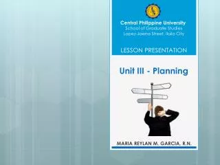 Unit III - Planning