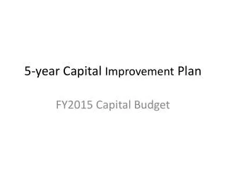 5-year Capital Improvement Plan