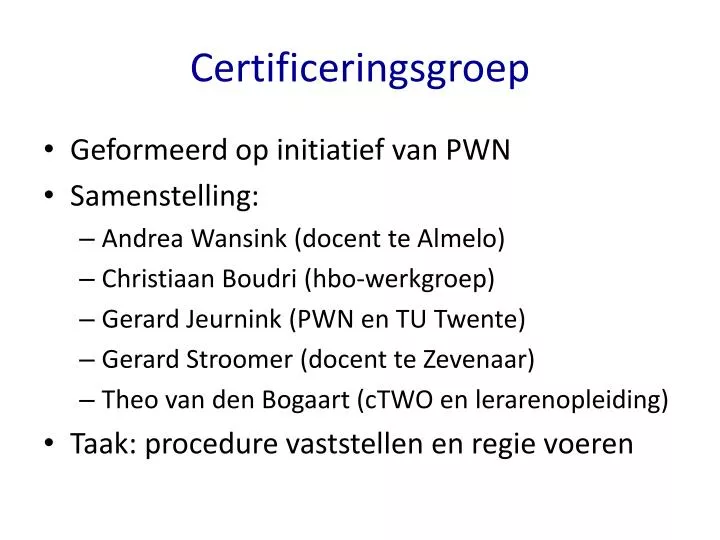 certificeringsgroep