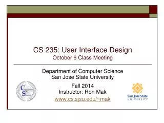 CS 235: User Interface Design October 6 Class Meeting