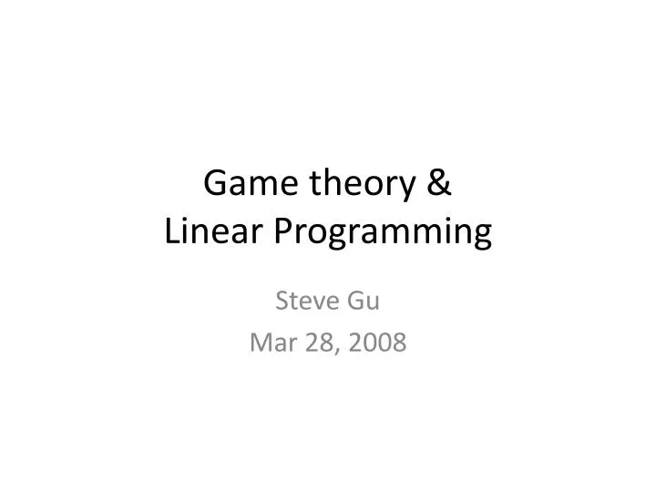 game theory linear programming