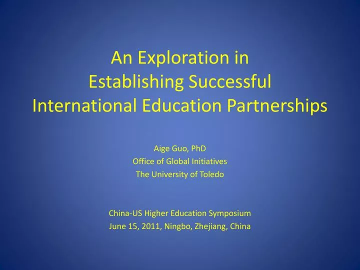 an exploration in establishing successful international education partnerships