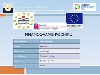 financovanie podniku