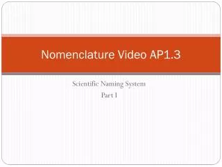 Nomenclature Video AP1.3