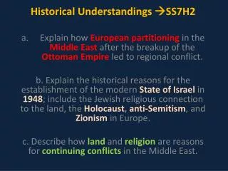Historical Understandings ? SS7H2