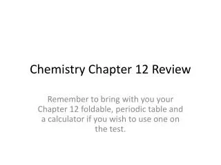 Chemistry Chapter 12 Review