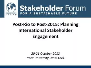 Framework for Action for Post-Rio/Post- 2015 Breakout Groups Format
