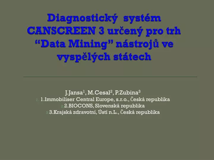 diagnostick syst m canscreen 3 ur en pro trh data mining n stroj ve vysp l ch st tech