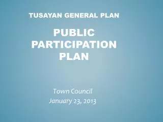 Tusayan General Plan Public Participation Plan