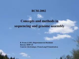 Concepts and methods in sequencing and genome assembly