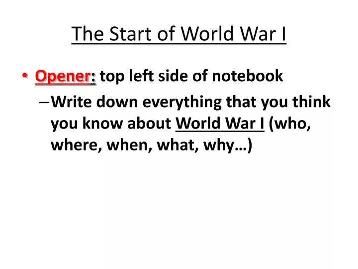 the start of world war i