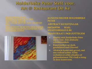 holderbeke peter stelt voor art @ restaurant de k