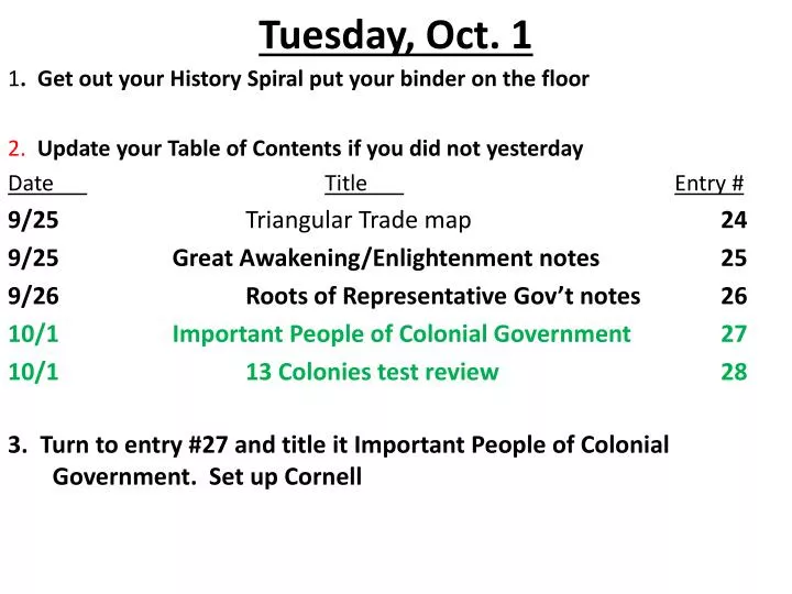 tuesday oct 1