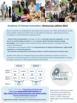 Academy of Climate Innovation, the Journey edition 2012