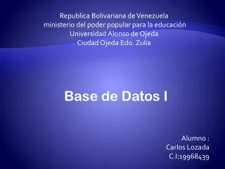 R epublica Bolivariana de V enezuela ministerio del poder popular para la educación