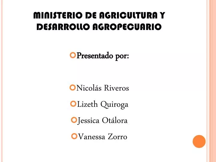 ministerio de agricultura y desarrollo agropecuario