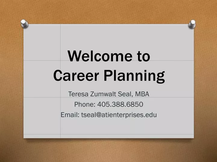 welcome to career planning