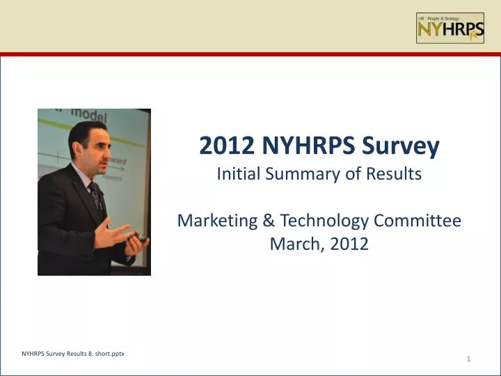 2012 nyhrps survey initial summary of results marketing technology committee march 2012