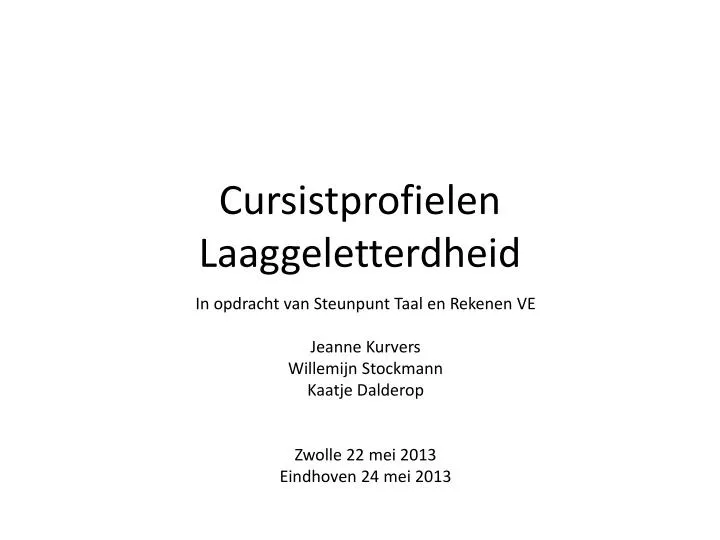 cursistprofielen laaggeletterdheid