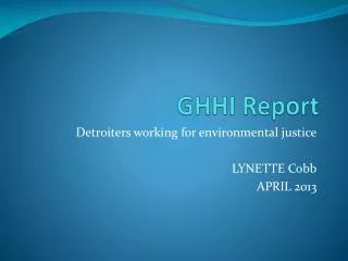 GHHI Report