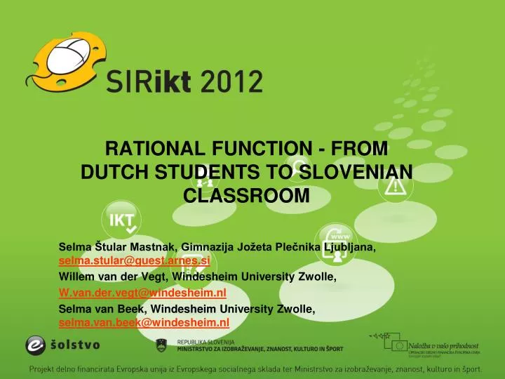 rational function from dutch students to slovenian classroom