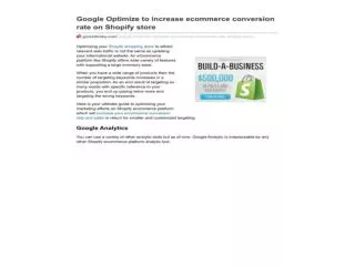 Google Optimize to increase ecommerce conversion rate on Sho