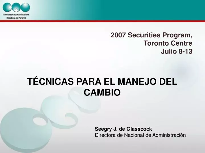 2007 securities program toronto centre julio 8 13