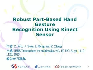 robust part based hand gesture recognition using kinect sensor