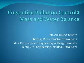 preventive pollution control4 mass and water balance