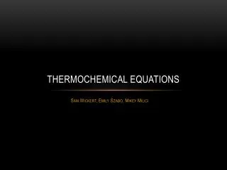 Thermochemical Equations