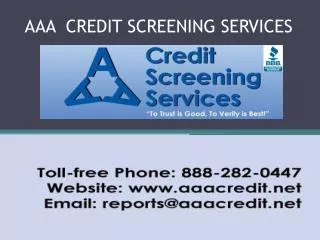 Background and Credit Check Services- aaacredit.net