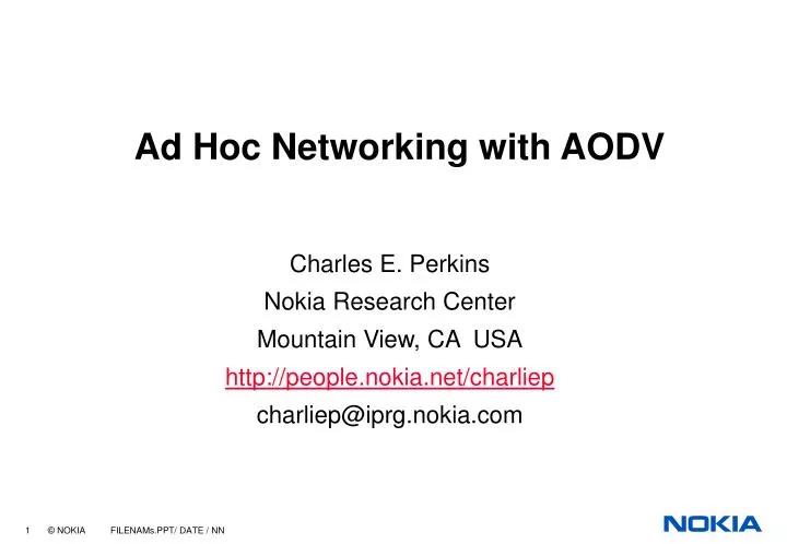 ad hoc networking with aodv