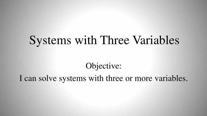 systems with three variables