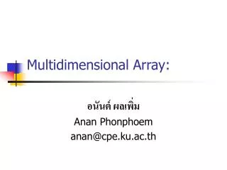 Multidimensional Array: