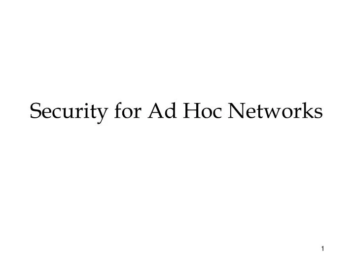 security for ad hoc networks