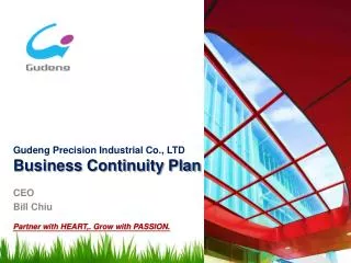 Gudeng Precision Industrial Co., LTD Business Continuity Plan